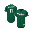 Men's Majestic Philadelphia Phillies #11 Tim McCarver Green Celtic Flexbase Authentic Collection MLB Jersey