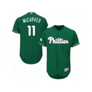 Men's Majestic Philadelphia Phillies #11 Tim McCarver Green Celtic Flexbase Authentic Collection MLB Jersey