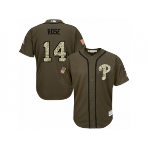 Men's Majestic Philadelphia Phillies #14 Pete Rose Authentic Green Salute to Service MLB Jersey