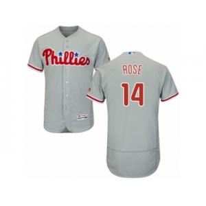 Men's Majestic Philadelphia Phillies #14 Pete Rose Grey Flexbase Authentic Collection MLB Jersey