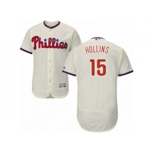 Men's Majestic Philadelphia Phillies #15 Dave Hollins Cream Flexbase Authentic Collection MLB Jersey