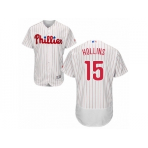 Men's Majestic Philadelphia Phillies #15 Dave Hollins White Red Strip Flexbase Authentic Collection MLB Jersey