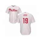 Men's Majestic Philadelphia Phillies #19 John Kruk Authentic White Red Strip Home Cool Base MLB Jersey