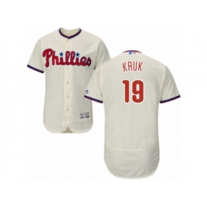 Men's Majestic Philadelphia Phillies #19 John Kruk Cream Flexbase Authentic Collection MLB Jersey