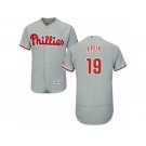 Men's Majestic Philadelphia Phillies #19 John Kruk Grey Flexbase Authentic Collection MLB Jersey