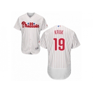 Men's Majestic Philadelphia Phillies #19 John Kruk White Red Strip Flexbase Authentic Collection MLB Jersey