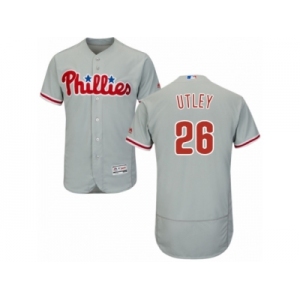 Men's Majestic Philadelphia Phillies #26 Chase Utley Grey Flexbase Authentic Collection MLB Jersey