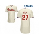 Men's Majestic Philadelphia Phillies #27 Aaron Nola Authentic Cream Alternate Cool Base MLB Jersey