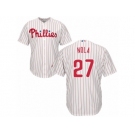 Men's Majestic Philadelphia Phillies #27 Aaron Nola Authentic White Red Strip Home Cool Base MLB Jersey