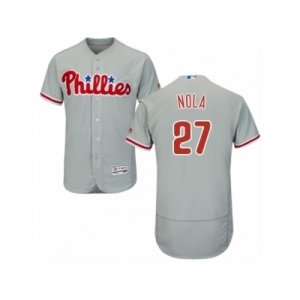 Men's Majestic Philadelphia Phillies #27 Aaron Nola Grey Flexbase Authentic Collection MLB Jersey