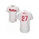 Men's Majestic Philadelphia Phillies #27 Aaron Nola White Red Strip Flexbase Authentic Collection MLB Jersey