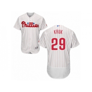 Men's Majestic Philadelphia Phillies #29 John Kruk White Red Strip Flexbase Authentic Collection MLB Jersey