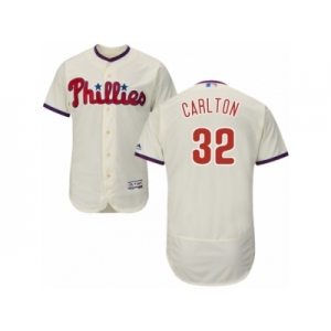 Men's Majestic Philadelphia Phillies #32 Steve Carlton Cream Flexbase Authentic Collection MLB Jersey