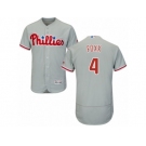 Men's Majestic Philadelphia Phillies #4 Jimmy Foxx Grey Flexbase Authentic Collection MLB Jersey