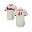 Men's Majestic Philadelphia Phillies #47 Larry Andersen Cream Flexbase Authentic Collection MLB Jersey