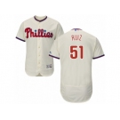 Men's Majestic Philadelphia Phillies #51 Carlos Ruiz Cream Flexbase Authentic Collection MLB Jersey