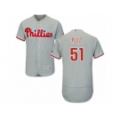 Men's Majestic Philadelphia Phillies #51 Carlos Ruiz Grey Flexbase Authentic Collection MLB Jersey