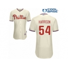 Men's Majestic Philadelphia Phillies #54 Matt Harrison Replica Cream Alternate Cool Base MLB Jersey