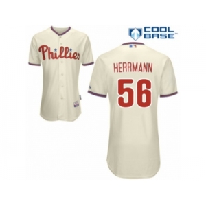 Men's Majestic Philadelphia Phillies #56 Frank Herrmann Replica Cream Alternate Cool Base MLB Jersey