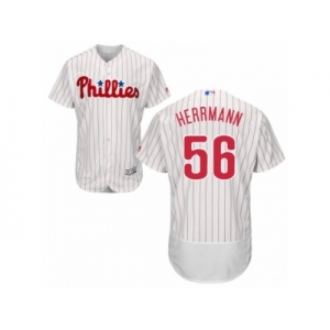Men's Majestic Philadelphia Phillies #56 Frank Herrmann White Red Strip Flexbase Authentic Collection MLB Jersey