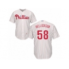 Men's Majestic Philadelphia Phillies #58 Jeremy Hellickson Replica White Red Strip Home Cool Base MLB Jersey