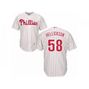 Men's Majestic Philadelphia Phillies #58 Jeremy Hellickson Replica White Red Strip Home Cool Base MLB Jersey