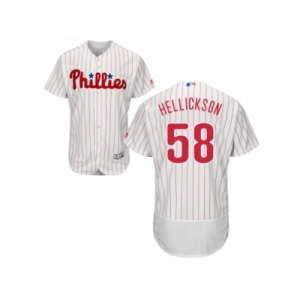Men's Majestic Philadelphia Phillies #58 Jeremy Hellickson White Red Strip Flexbase Authentic Collection MLB Jersey