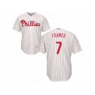 Men's Majestic Philadelphia Phillies #7 Maikel Franco Authentic White Red Strip Home Cool Base MLB Jersey