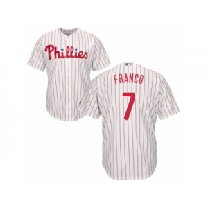 Men's Majestic Philadelphia Phillies #7 Maikel Franco Authentic White Red Strip Home Cool Base MLB Jersey