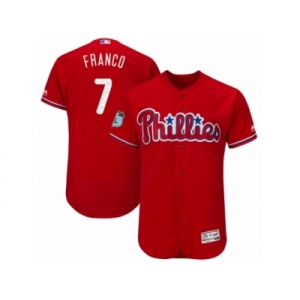 Men's Majestic Philadelphia Phillies #7 Maikel Franco Scarlet 2017 Spring Training Authentic Flex Base Collection MLB Jersey