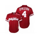 Men's Mitchell and Ness 1991 Philadelphia Phillies #4 Lenny Dykstra Replica Red Throwback MLB Jersey