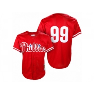 Men's Mitchell and Ness Philadelphia Phillies #99 Mitch Williams Replica Red Throwback MLB Jersey