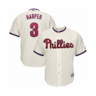 Men's Philadelphia Phillies #3 Bryce Harper Majestic Cream Alternate Official Cool Base Player Jersey