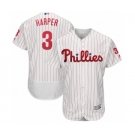 Men's Philadelphia Phillies #3 Bryce Harper Majestic White Home Flexbase Authentic Collection Player Jersey