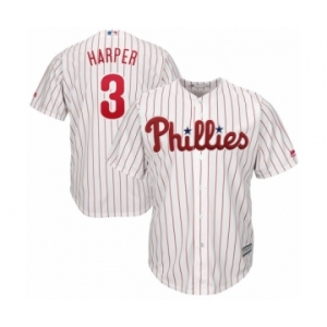 Men's Philadelphia Phillies #3 Bryce Harper Majestic White Home Official Cool Base Player Jersey