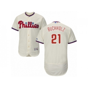 Philadelphia Phillies #21 Clay Buchholz Cream Flexbase Authentic Collection MLB Jersey