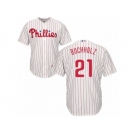 Philadelphia Phillies #21 Clay Buchholz Replica White Red Strip Home Cool Base MLB Jersey