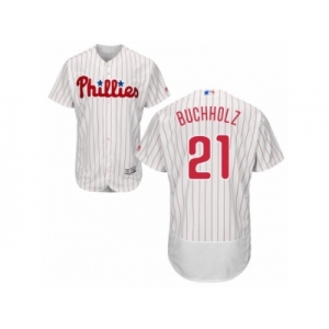 Philadelphia Phillies #21 Clay Buchholz White Flexbase Authentic Collection MLB Jersey