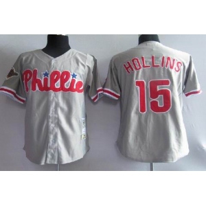 mlb jerseys philadelphia phillies #15 hollins m&n grey