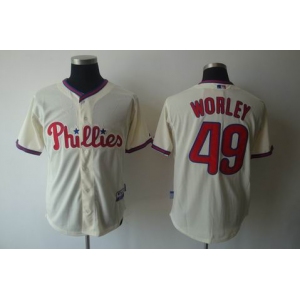 mlb jerseys philadelphia phillies #49 worley cream