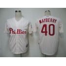 mlb jerseys philadephia phillies #40 mayberry cream(red strip) cool base