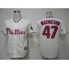 mlb jerseys philadephia phillies #47 mathieson cream (cool base)