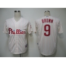 mlb jerseys philadephia phillies #9 brown cream(red strip) cool base