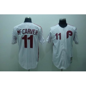 mlb philadelphia phillies #11 mccarver m&n white(red strip)