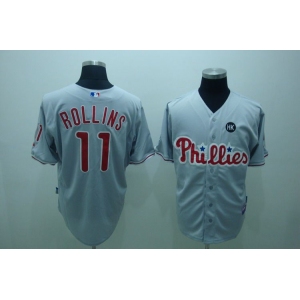 mlb philadelphia phillies #11 rollins 2009 world series grey