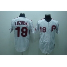 mlb philadelphia phillies #19 luzinski white(red strip)