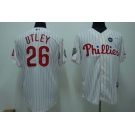 mlb philadelphia phillies #26 utley 2009 world series white(red strip)