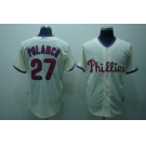 mlb philadelphia phillies #27 polanco cream(2009 world series patchs grey)