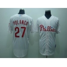 mlb philadelphia phillies #27 polanco white(red strip)cool base