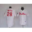 mlb philadelphia phillies #28 werth 2009 world series white(red strip)